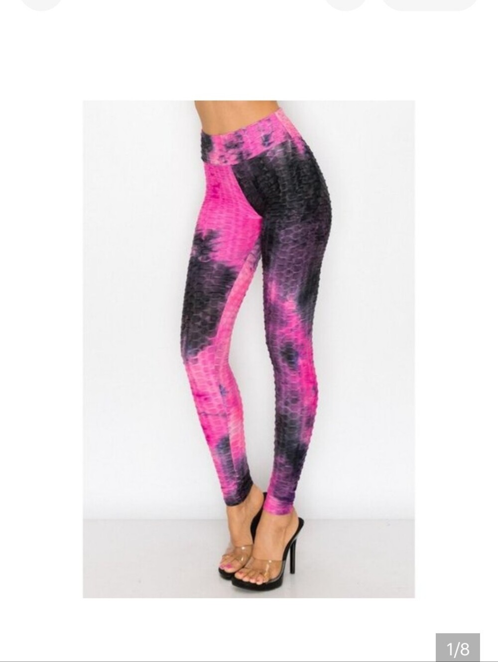 TRUE ROCK Pink and Black Tie-Dye Textured High-Waist Leggings